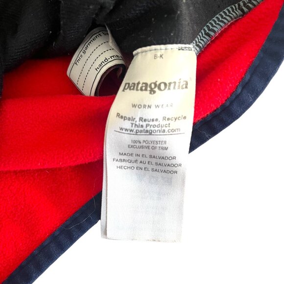 Patagonia Fleece Jacket Kids 3T Hooded Blue Red Micro D Snap T Full Zip - Picture 7 of 8